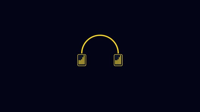 Minimalist headphones with animated audio equalizer bars for music and sound projects animation 4k