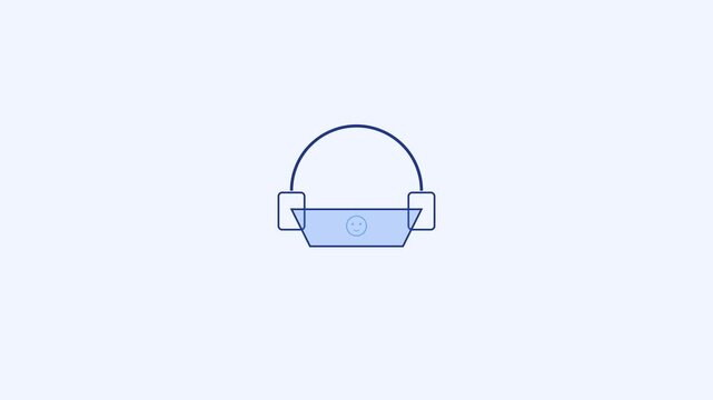 Minimalist headset animation with smiling face for customer support and communication concepts 4k