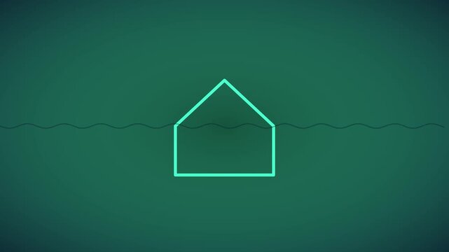 Minimalist house outline with animated wave line for real estate and property concepts animation 4k home