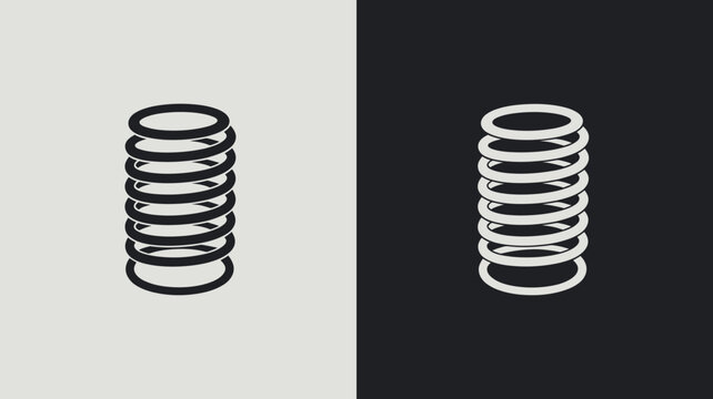 Simple line art illustration of a coil spring on contrasting backgrounds