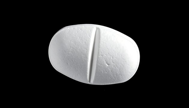 A white, oval-shaped pill with a central dividing line