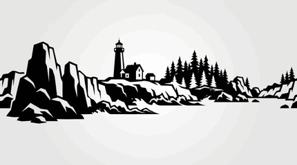 Coastal lighthouse and rocky shoreline © Aester