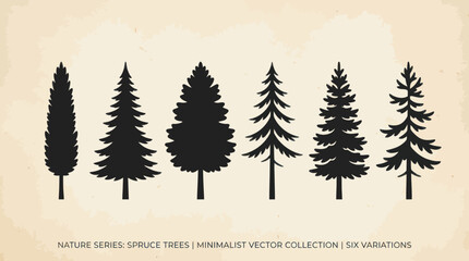 Obraz premium Collection of evergreen tree silhouettes