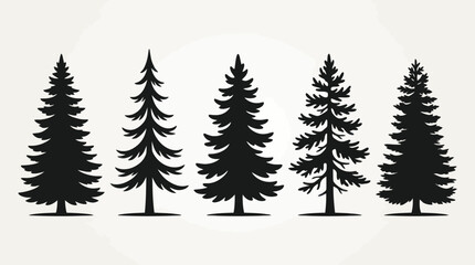 Obraz premium Collection of evergreen tree silhouettes