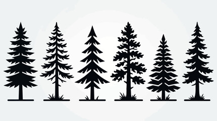 Obraz premium Collection of evergreen tree silhouettes
