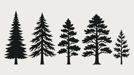 Obraz premium Collection of pine tree silhouettes