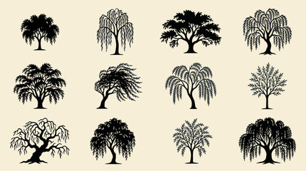 Collection of silhouette trees © Gulung