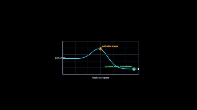 Exothermic Reaction Energy Diagram Animation Clean No Text Alpha Channel 4K