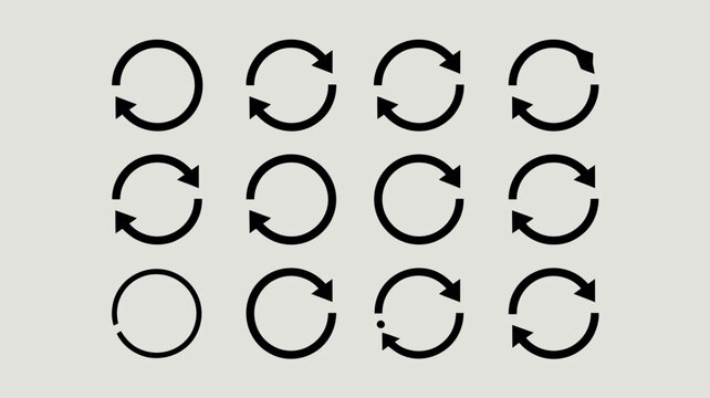 Collection of black oval arrows in a grid on a light background