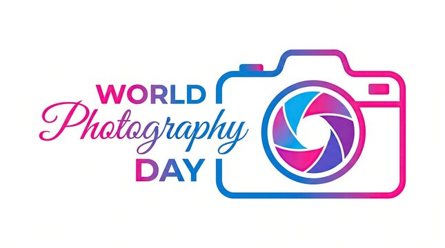 World photography day celebration with colorful camera logo
