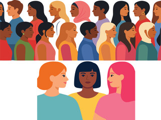 Diverse Women Profile Portrait Collection Featuring Multicultural Female Characters Promoting Inclusion Equality Representation and Community Vector Illustration © Momota