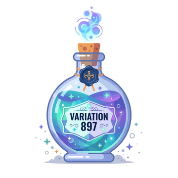 Glowing blue potion bottle variation 897.