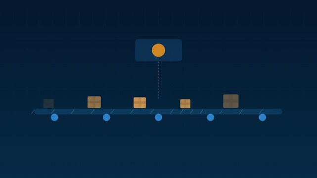 Animated Conveyor belt parcels sorting automated sky logistics loop