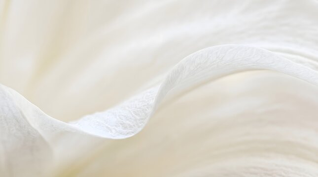 Abstract macro background of soft white flower petals with gentle curves