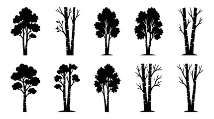Fototapeta premium Collection of stylized tree silhouettes