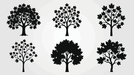 Fototapeta premium Collection of stylized tree silhouettes