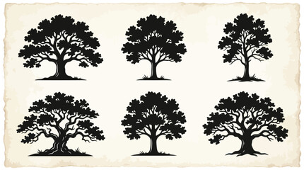 Fototapeta premium Collection of stylized tree silhouettes
