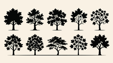 Fototapeta premium Collection of stylized tree silhouettes