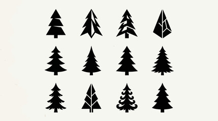 Obraz premium Collection of stylized tree silhouettes