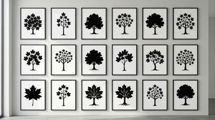 Collection of tree silhouettes in frames © Corvus