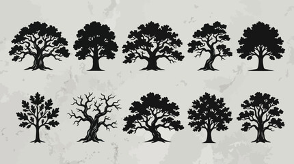 Fototapeta premium Collection of stylized tree silhouettes