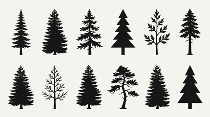 Obraz premium Collection of tree silhouettes