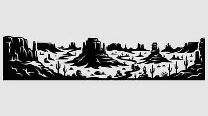 Desert landscape panorama illustration © Curva
