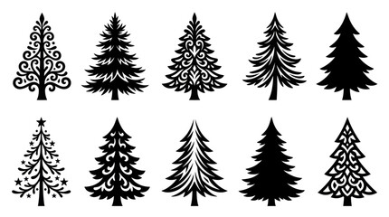 Obraz premium Decorative tree silhouettes collection