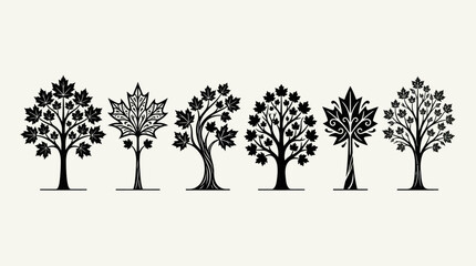 Fototapeta premium Decorative tree silhouettes collection