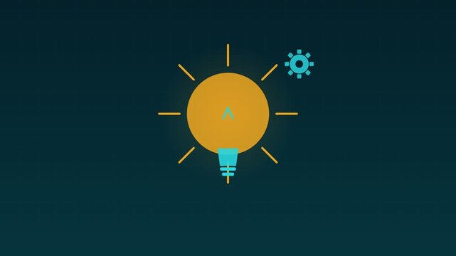 Animated Idea lightbulb gears innovation cyan education loop