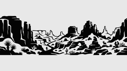Obraz premium Desert landscape with mountains and cacti