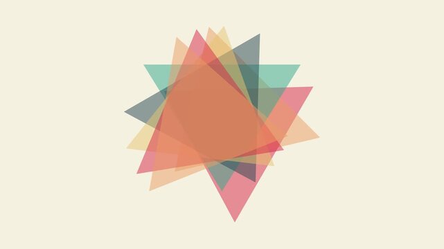 Abstract geometric motion animation 4k background, with rotating colorful, triangles and overlapping, transparency effects