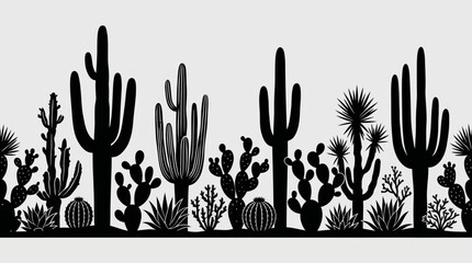 Desert plant silhouettes border © DanvataLabs