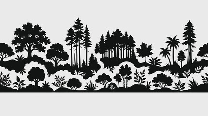 Diverse forest landscape silhouette © Ditanjay