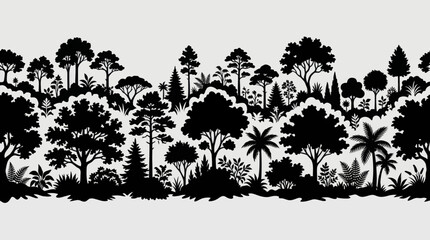 Diverse forest silhouette seamless pattern © Ditanjay