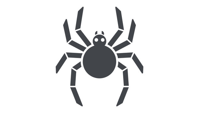 Simple grey silhouette vector illustration of a spider from a top-down view isolated on a clean white background.