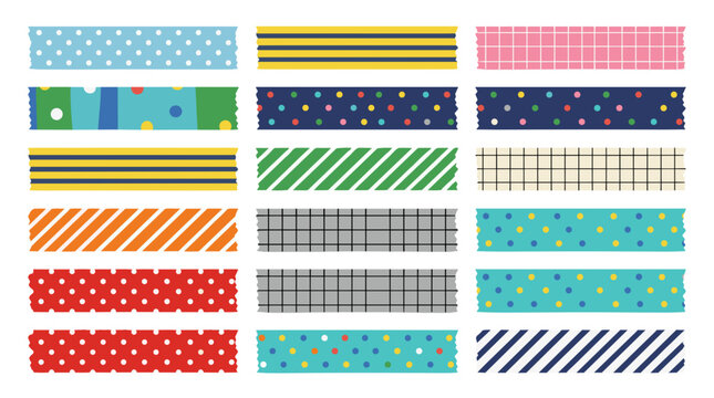 Collection of colorful decorative washi tapes with various patterns and designs for crafts