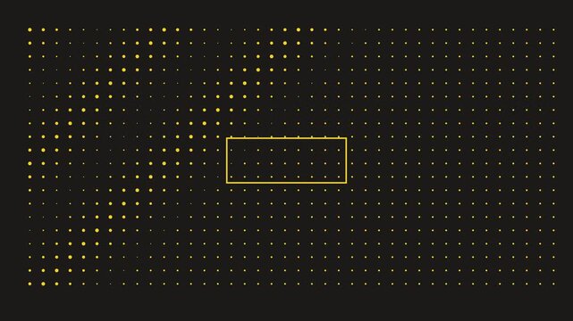 Abstract yellow dot grid motion animation 4k background, with pulsing light, wave effect dots