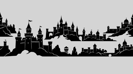 Fantasy castle silhouette panorama © Farelious