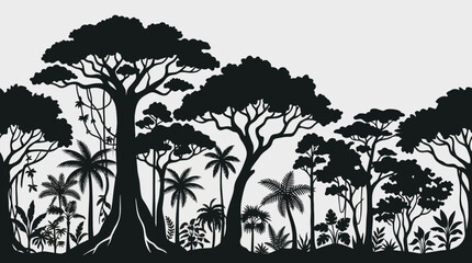 Forest silhouette with diverse vegetation © GabrielStudio