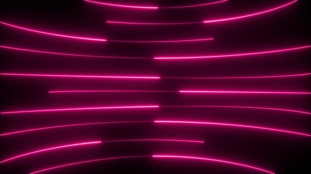 Neon lights blinking lines moving animation. Seamless loop animation of glowing neon line. 4k animation Horizontal glowing colorful neon line animation .Neon color lines as colorful laser ...