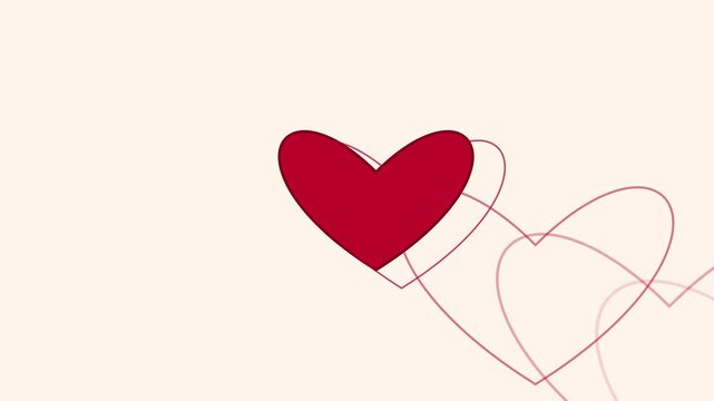Minimalist red heart animation floating on soft cream 4k background, for romantic love, and valentine&rsquo;s day projects