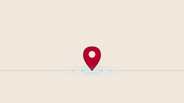 Red map location pin animation with pulsing radar effect for navigation and gps tracking concepts 4k