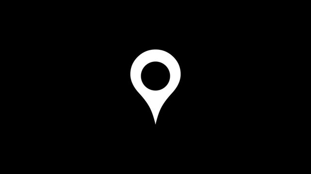 Red map location pin symbol motion graphic Cd animation black screen