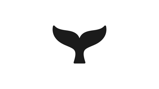 A large black whale tail illustration on a white background
