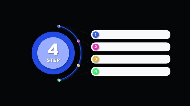 Step 4 infographic element with circular progress and four numbered text fields