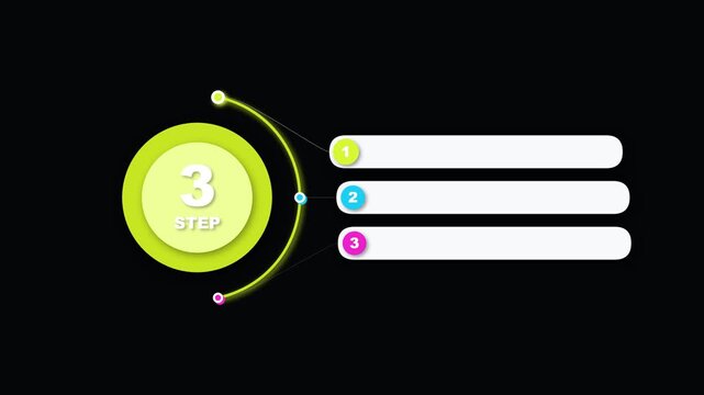 Three step infographic template with modern colorful bullet points