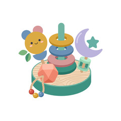 Naklejka premium Colorful Baby Toy with Rings.