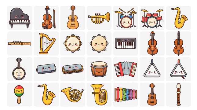 Collection of cartoon musical instruments