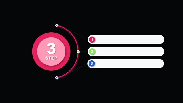3 step infographic template with blank text placeholders for business presentation
